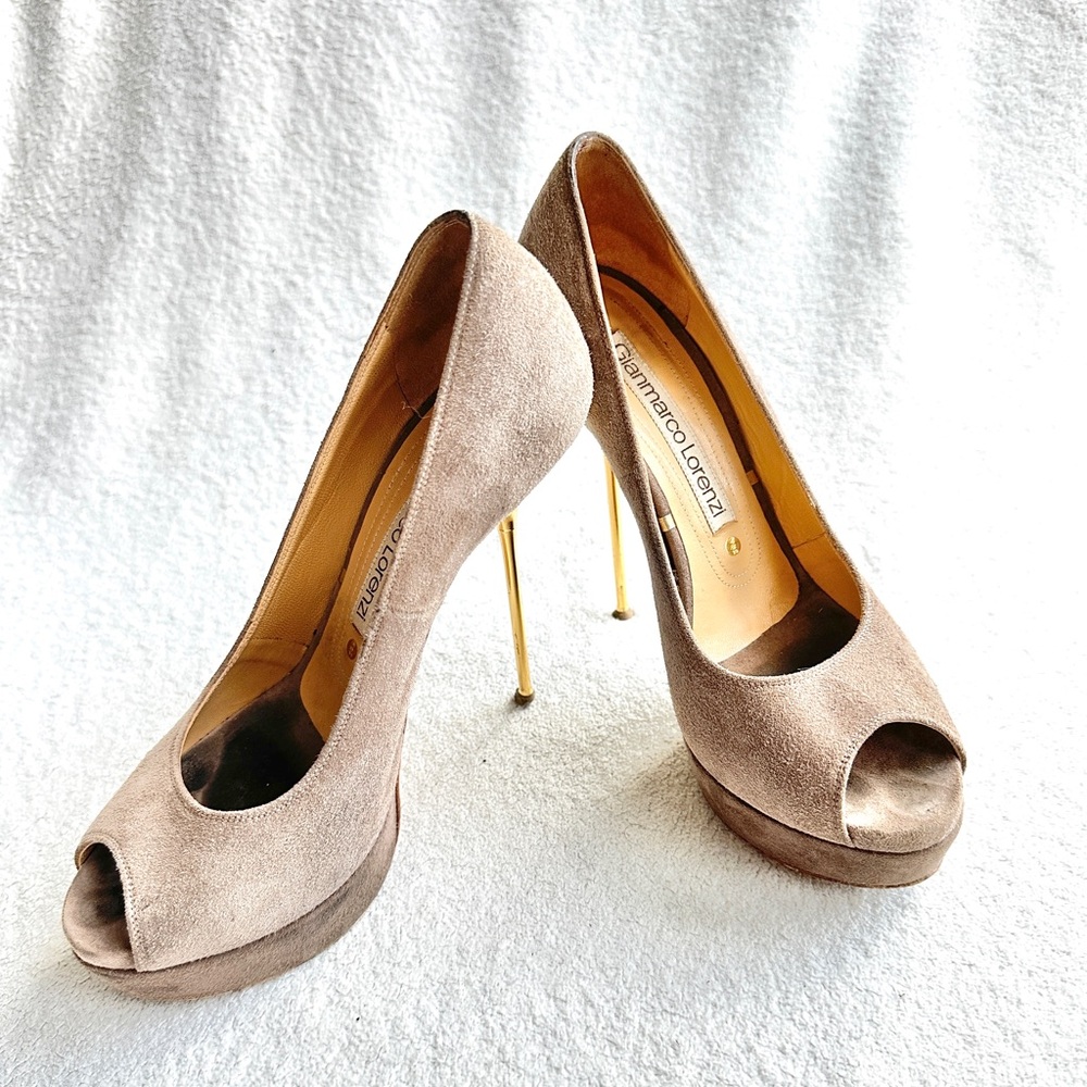 Gianmarco Lorenzi Heels suede tan pumps EU 38 US 8‎